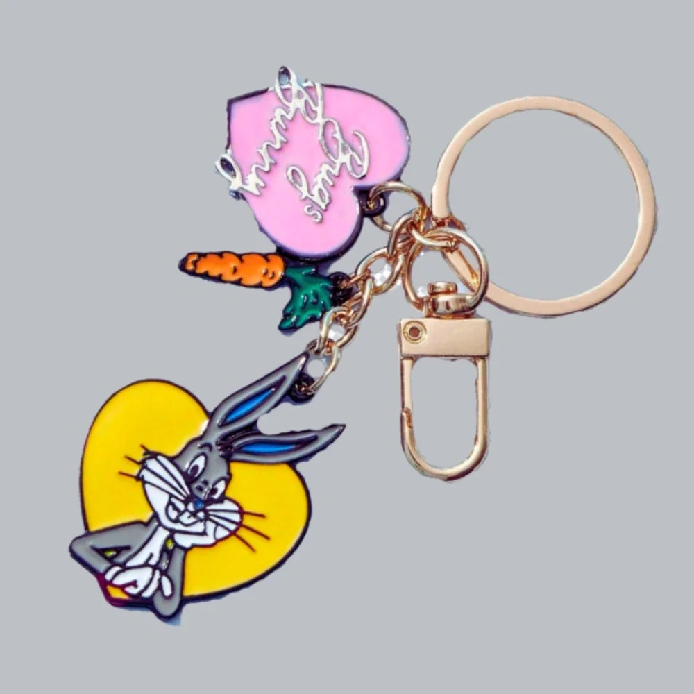 Bugs Bunny With Pink Heart and Carrot - Cute Keychain - Brand New & Sealed